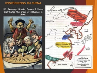 CONCESSIONS IN CHINA
UK, Germany, Russia, France & Japan
distributed the areas of influence in
China.
 