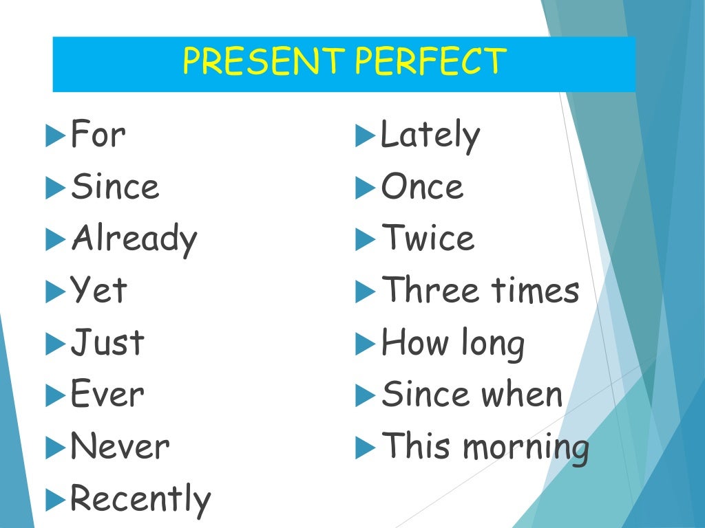 Since recently. Present perfect time expressions. Выражения present perfect. Present perfect simple time expressions. Время present perfect.
