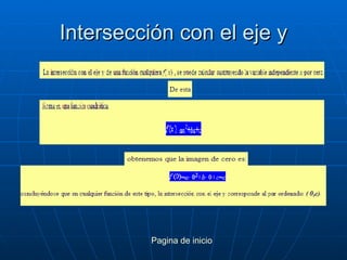 Intersección con el eje y Pagina de inicio 