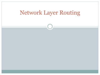 Network Layer Routing
 