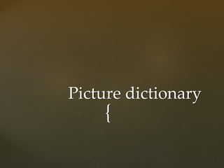 {
Picture dictionary
 