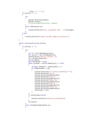 Writealltext POO U6 - Ejemplo de archivos de texto en C# | PDF
