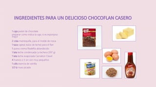 1 caja pastel de chocolate
preparar como indica la caja, si es esponjoso
mejor
2 cdas mantequilla, para el molde de rosca
1 taza cajeta( dulce de leche) para el flan
1 queso crema filadelfia ablandecido
1 lata leche condensada La lechera (397 g)
1 lata leche evaporada Carnation Clavel
4 huevos o 5 sin son muy pequeños
1 cdts esencia de vainilla
1/2 tz nuez picada
 