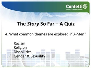 Computer Game Story Development1 Understand storytelling for games2 Be able to produce a story for a game3 Be able to produce game dialogue4 Be able to reflect upon own narrative work.