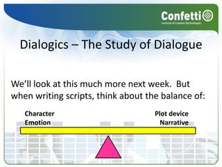  DigitalThe Story So Far – A Quiz2. What is:a) A Three Act Story (aka Dramatic Structure)?Beginning-Middle-End style of story writingb) The Hero’s Journey?A 12-step approach to story telling