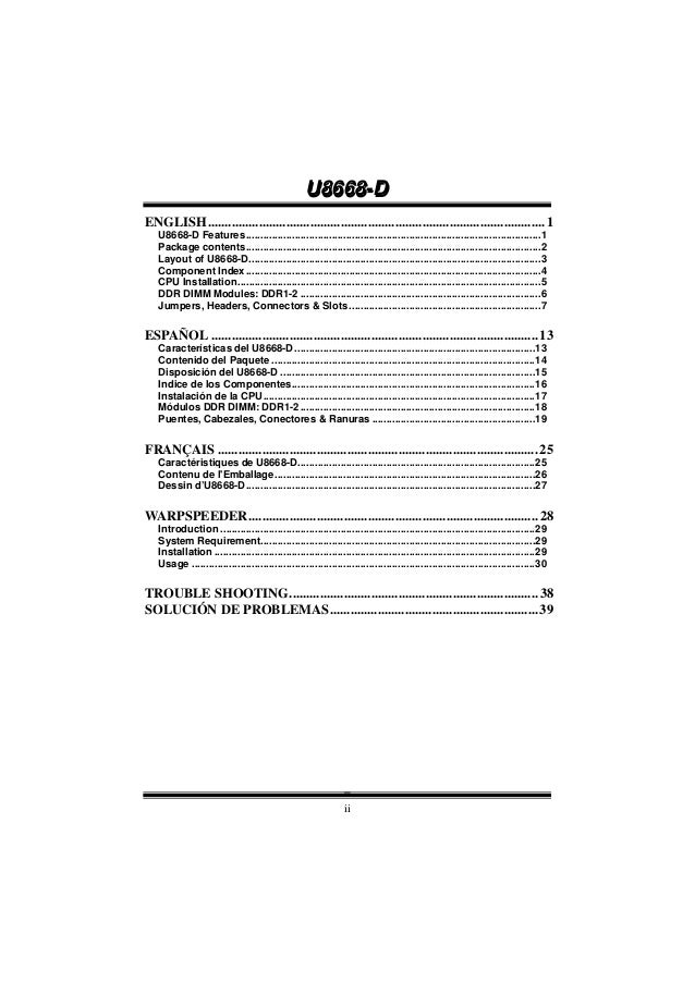 Motherboard U8668-D Manual