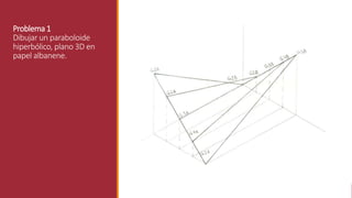 Problema 1
Dibujar un paraboloide
hiperbólico, plano 3D en
papel albanene.
 
