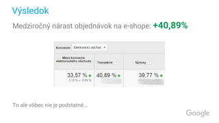 Výsledok
Medziročný nárast objednávok na e-shope: +40,89%
To ale vôbec nie je podstatné...
 