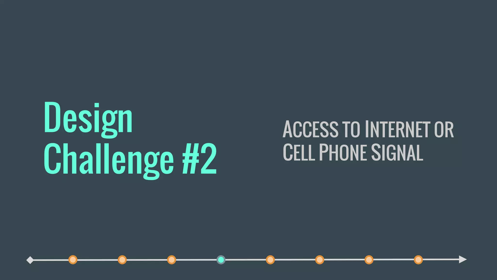 Design
Challenge #2
ACCESS TO INTERNET OR
CELL PHONE SIGNAL
 