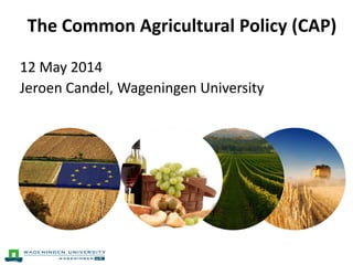 The Common Agricultural Policy (CAP)
12 May 2014
Jeroen Candel, Wageningen University
 