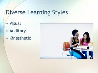 Diverse Learning Styles Visual Auditory Kinesthetic  