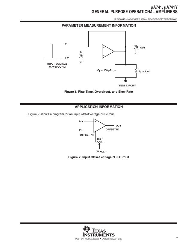 uA741 General Purpose Operational Amplifier