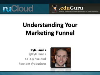 Understanding Your
   Marketing Funnel

        Kyle James
      @KyleJames
    CEO @nuCloud
Founder @eduGuru
 