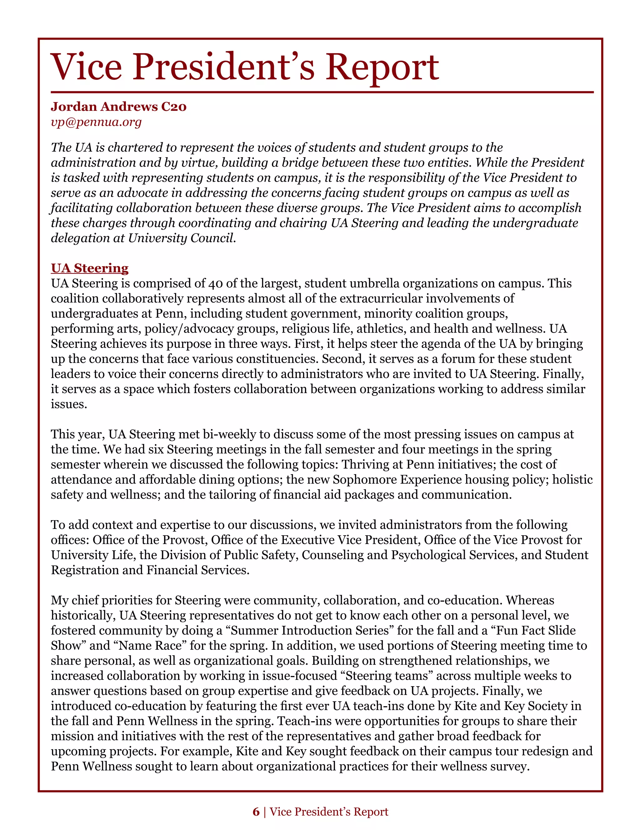 UA annual report 46th session