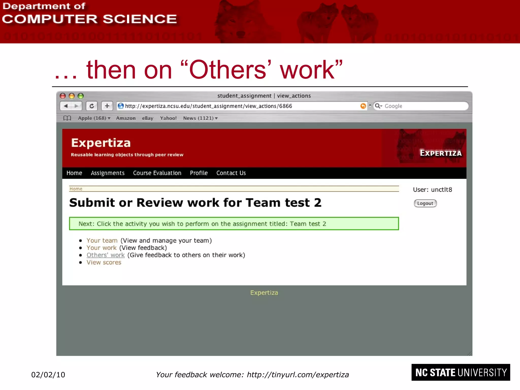 … then on “Others’ work” 02/09/10 