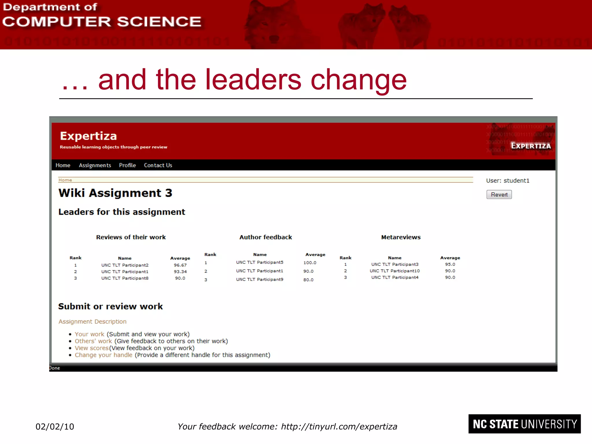 … and the leaders change 02/09/10 