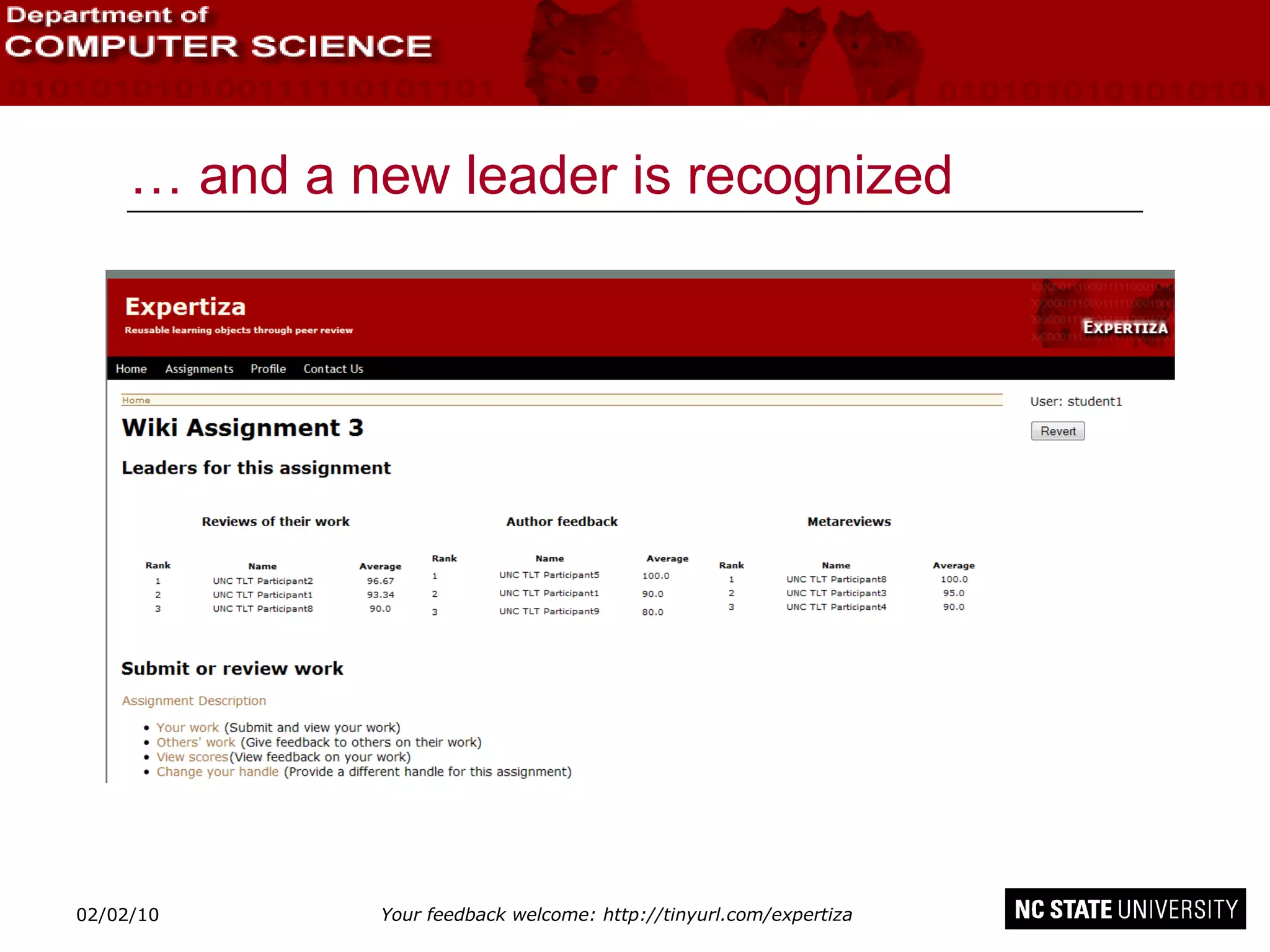 …  and a new leader is recognized 02/09/10 