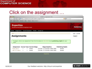 Click on the assignment … 02/09/10 