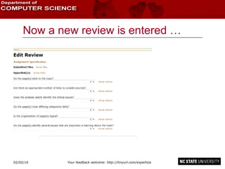 Now a new review is entered … 02/09/10 