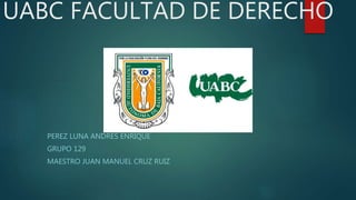 UABC FACULTAD DE DERECHO
PEREZ LUNA ANDRES ENRIQUE
GRUPO 129
MAESTRO JUAN MANUEL CRUZ RUIZ
 