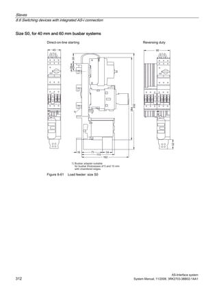 Slaves
8.6 Switching devices with integrated AS-i connection
AS-Interface system
312 System Manual, 11/2008, 3RK2703-3BB02-1AA1
Size S0, for 40 mm and 60 mm busbar systems
Figure 8-61 Load feeder: size S0
 