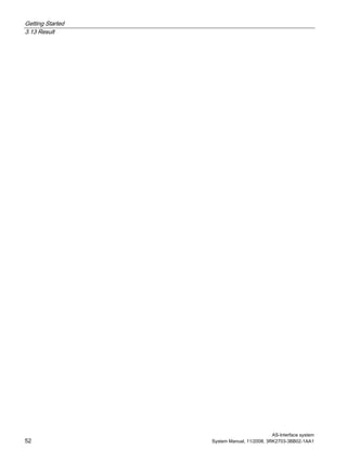 Getting Started
3.13 Result
AS-Interface system
52 System Manual, 11/2008, 3RK2703-3BB02-1AA1
 