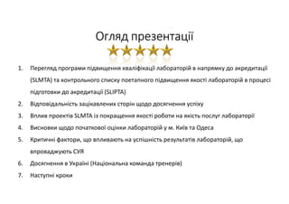 Показники якості як компоненти системи забезпечення якості  послуг лабораторії та досягнення надійності результатів лабораторних досліджень