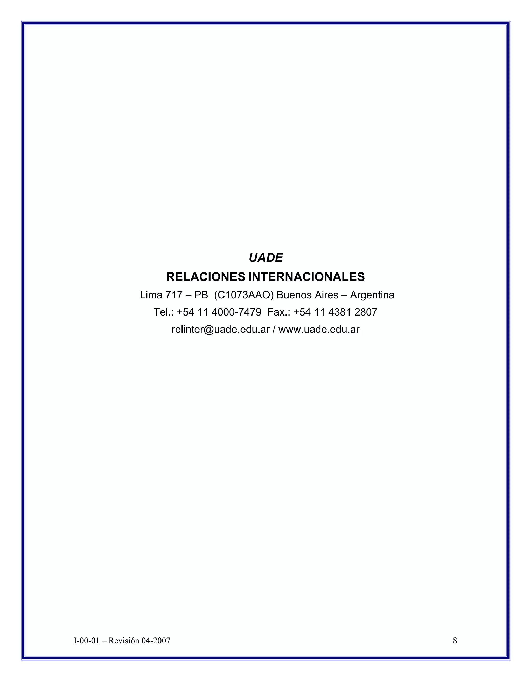 Uade Exchange Student Information