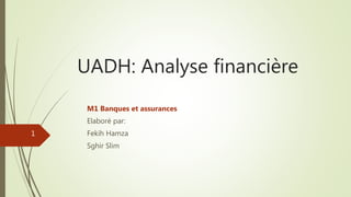 UADH: Analyse financière
M1 Banques et assurances
Elaboré par:
Fekih Hamza
Sghir Slim
1
 