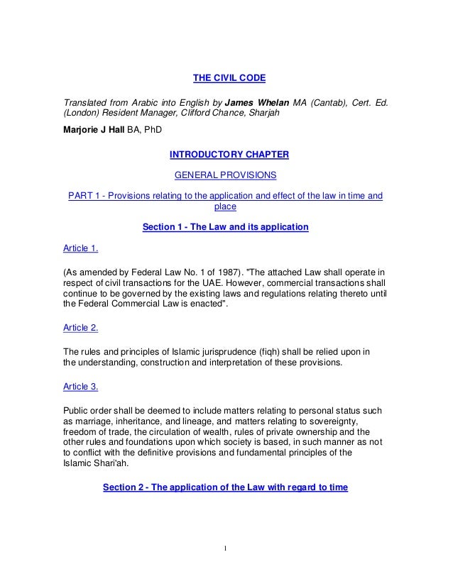 Uae Civil Code English Translation