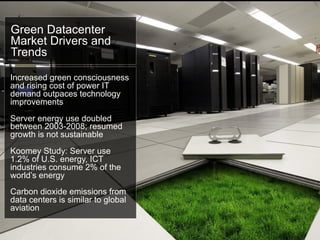 IBM Research - Zurich


Green Datacenter
Market Drivers and
Trends

Increased green consciousness
and rising cost of power...