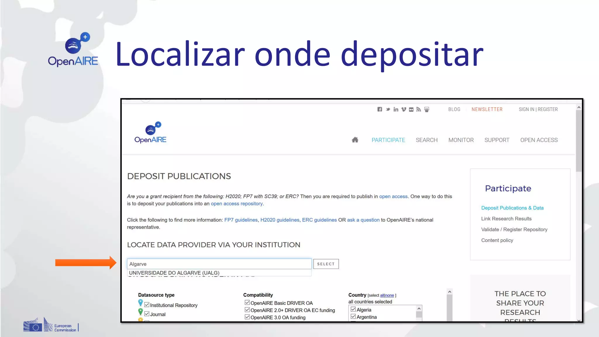 Localizar onde depositar
 