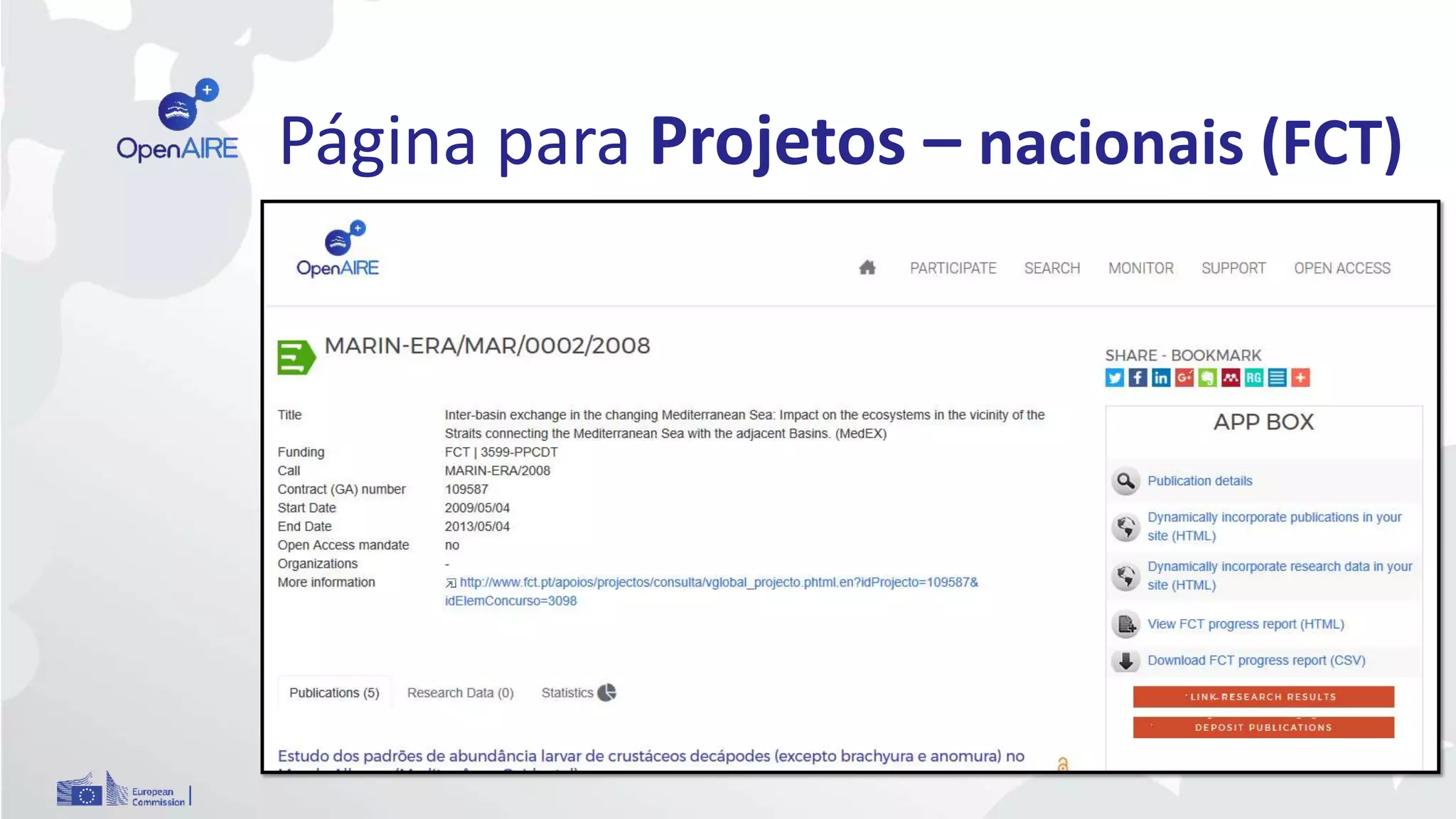Página para Projetos – nacionais (FCT)
 