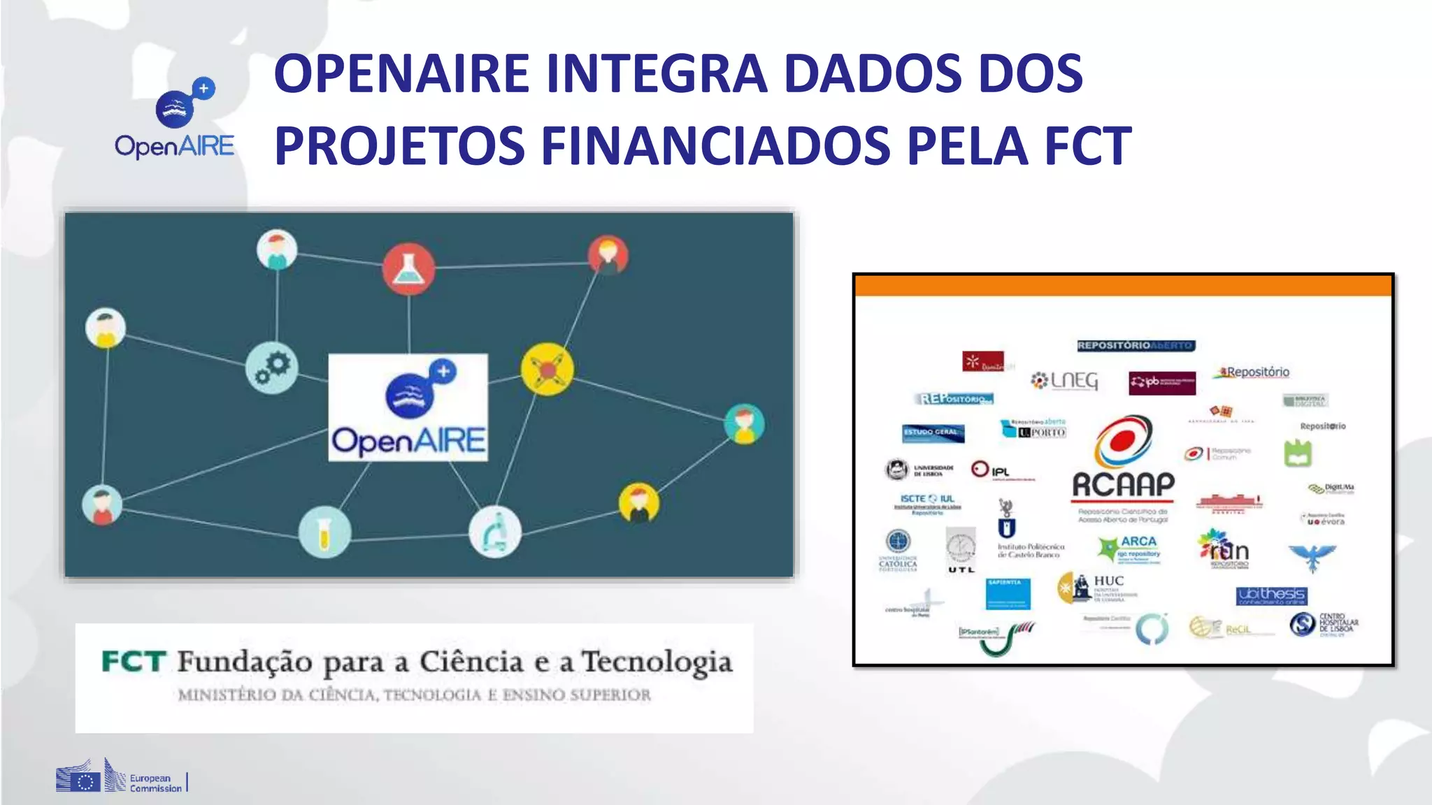 OPENAIRE INTEGRA DADOS DOS
PROJETOS FINANCIADOS PELA FCT
 