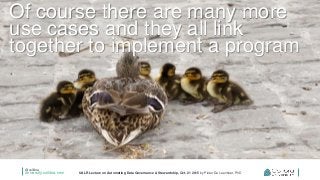 @collibra
university.collibra.com UALR Lecture on Automating Data Governance & Stewardship, Oct. 21 2015 by Pieter De Leenheer, PhD
Of course there are many more
use cases and they all link
together to implement a program
 