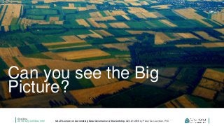 @collibra
university.collibra.com UALR Lecture on Automating Data Governance & Stewardship, Oct. 21 2015 by Pieter De Leenheer, PhD
Can you see the Big
Picture?
 