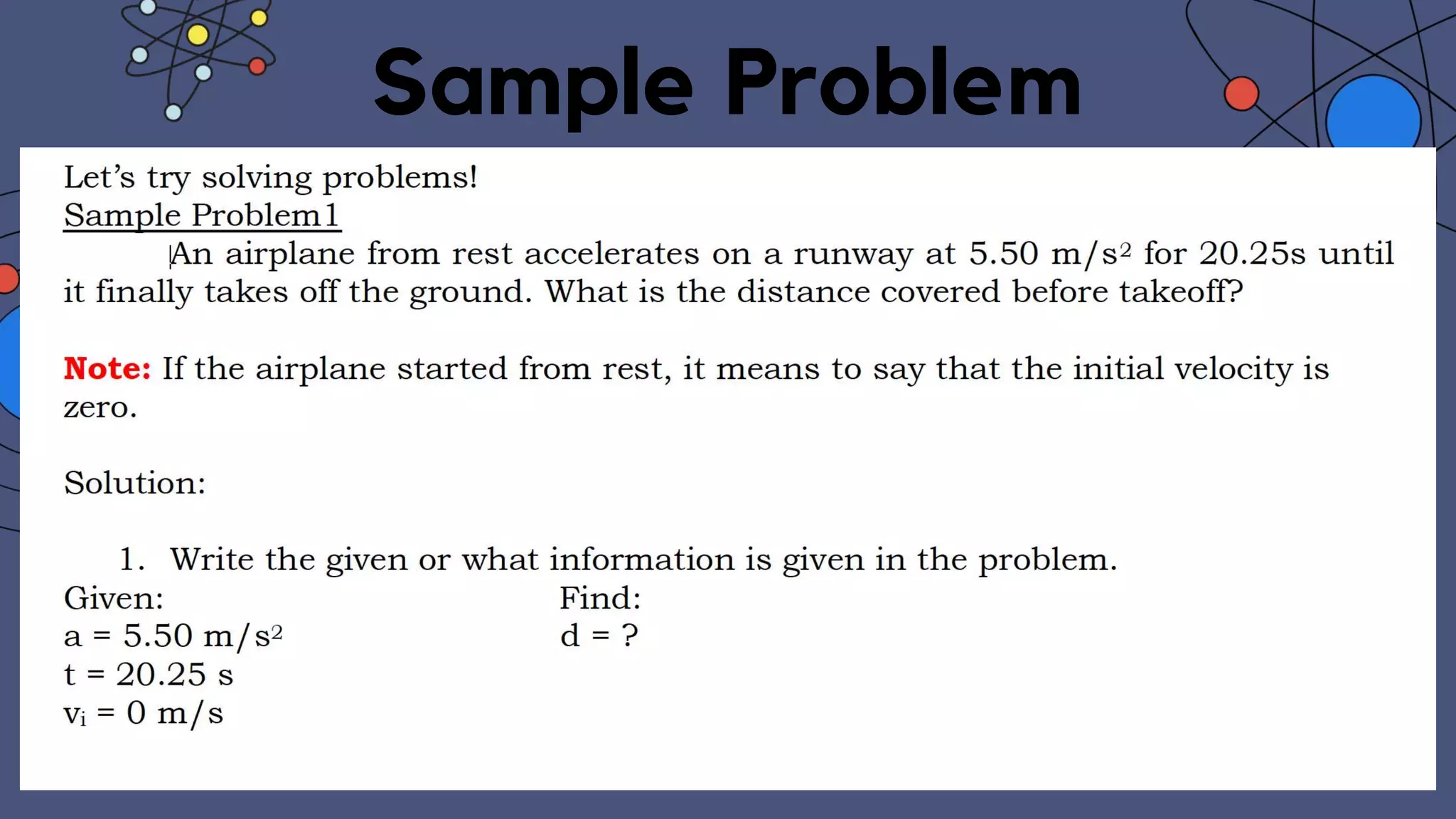 Sample Problem
 
