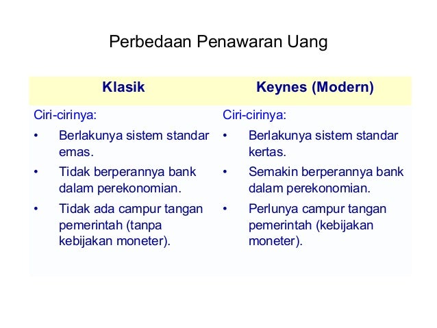 Perbedaan Teori Permintaan Uang Klasik Dan Keynes Info Terkait Uang
