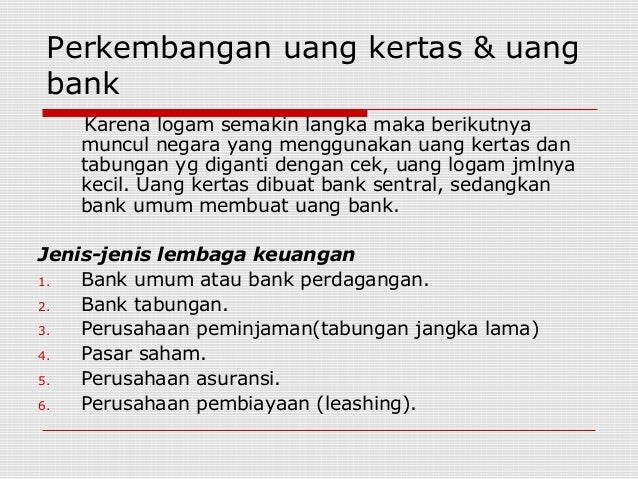 Uang, institusi keuangan & penewaran uang
