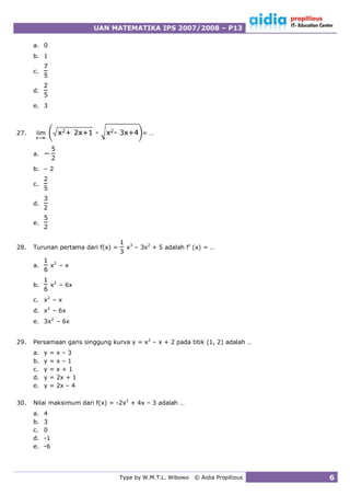 Soal UAN Mat SMA IPS 2007/2008 P13