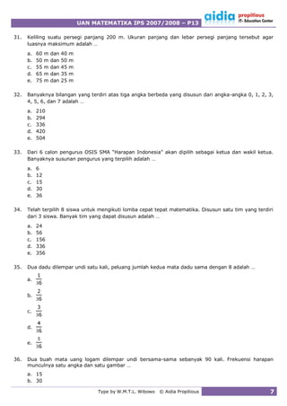 Soal UAN Mat SMA IPS 2007/2008 P13