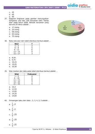 Soal UAN Mat SMA IPS 2007/2008 P13