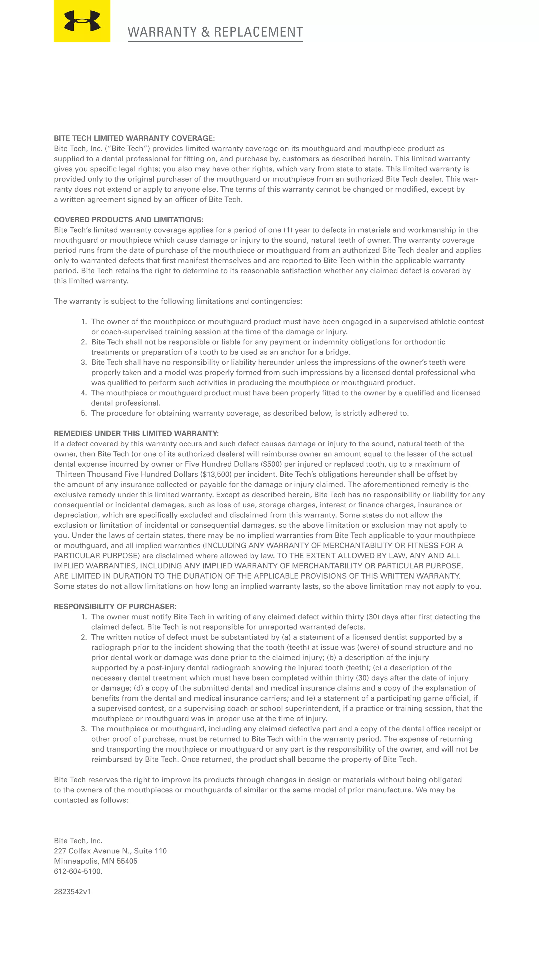 Under Armour Warranty | PDF