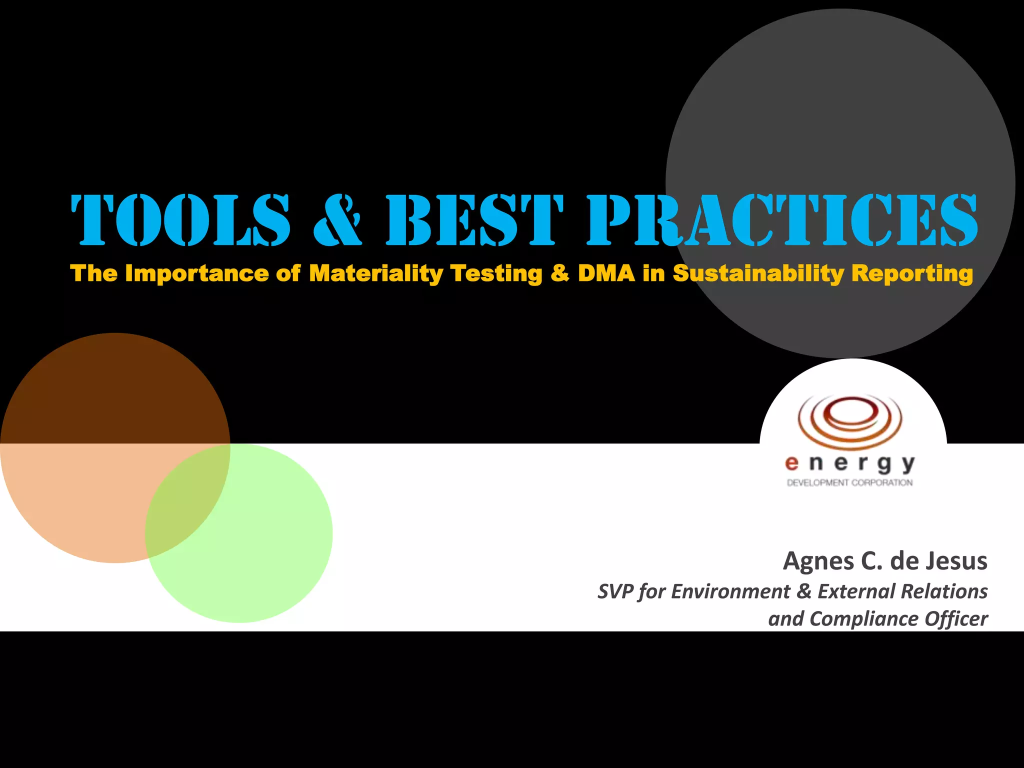 EDC's DMA: Tools and Strategy in Sustainability Reporting | PPTX