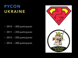 PYCO N
U K R A I N E
• 2010 - ~300 participants
• 2011 - ~350 participants
• 2012 - ~350 participants
• 2014 - ~300 participants