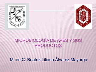 MICROBIOLOGÍA DE AVES Y SUS
          PRODUCTOS


M. en C. Beatriz Liliana Álvarez Mayorga
 