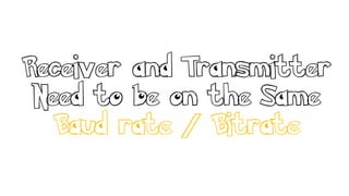 Receiver and Transmitter
Need to be on the Same
Baud rate / Bitrate
 
