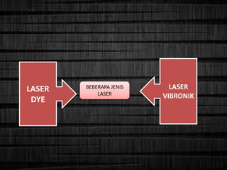 BEBERAPA JENIS
LASER
LASER
DYE
LASER
VIBRONIK
 