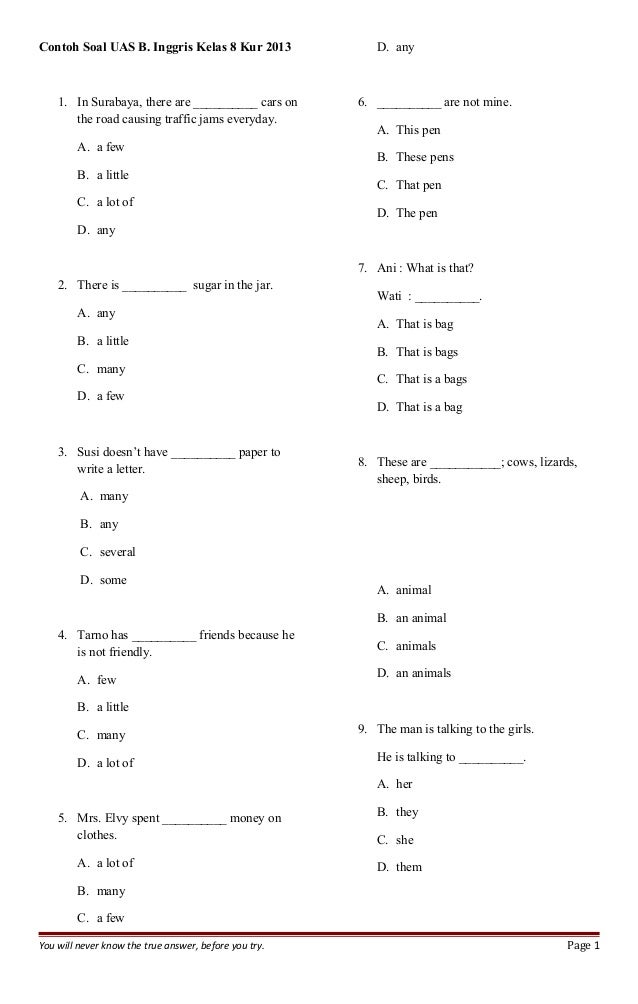 Contoh Soal Bahasa Inggris Kelas 9 Chapter 2 Beserta Jawabannya