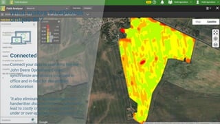 What makes Pix4Dfields
unique #4?
Connected
Connect your data to platforms like the
John Deere Operations Center,
synchronize and access your data in-
office and in-field for streamlined
collaboration
“it also eliminates mistakes caused by
handwritten documentation [...] which can
lead to costly crop destruction due to
under or over-application of the product.”
 